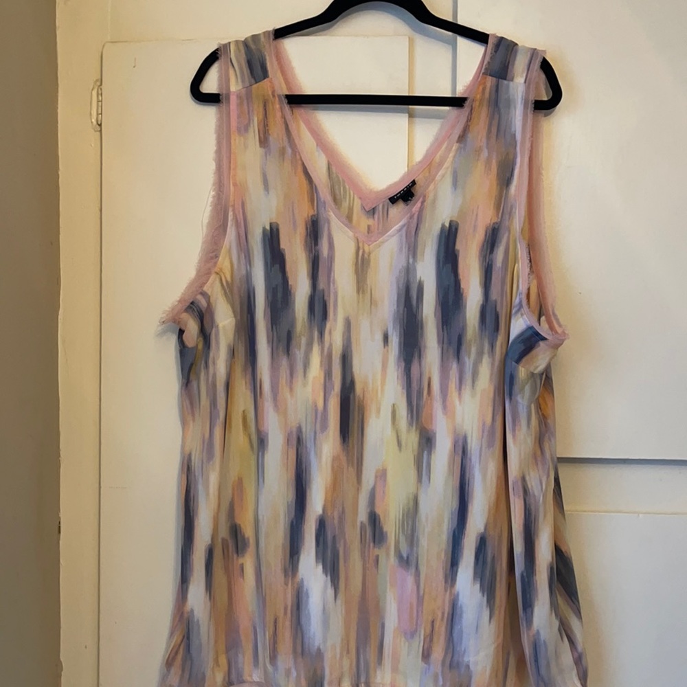 Brushstrokes Georgette Raw Chiffon Trim Tank